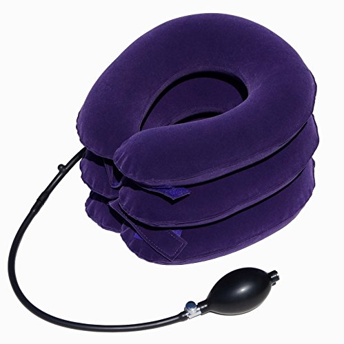 Cervical Traction Pillow Stretcher Device for Posture and Neck Pain by AcuTech - for Chronic Neck, Head, Shoulder Pain Relief - Therapeutic Inflatable Portable Pillow