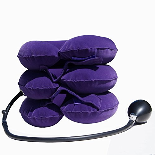 Cervical Traction Pillow Stretcher Device for Posture and Neck Pain by AcuTech - for Chronic Neck, Head, Shoulder Pain Relief - Therapeutic Inflatable Portable Pillow