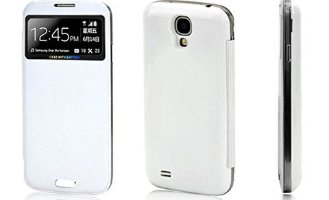 Samsung S4 Battery Bank Cover + Flip Case (White)