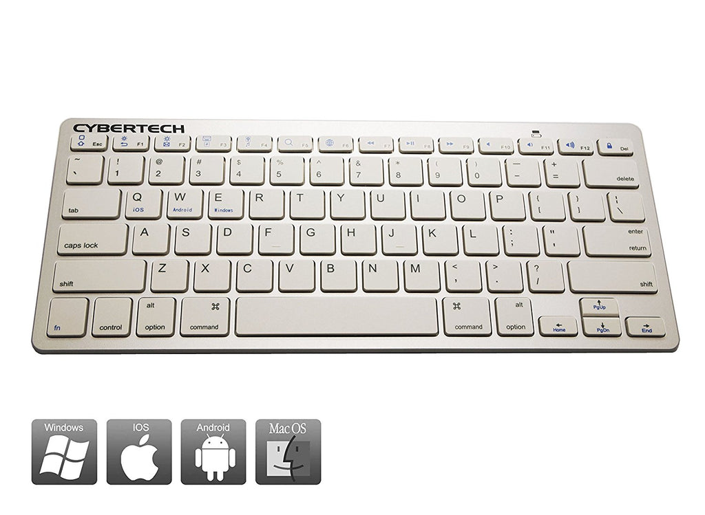 CyberTech Bluetooth Ultra-Thin Keyboard for Mobile Devices, IOS, Andriod, Windows System(White)