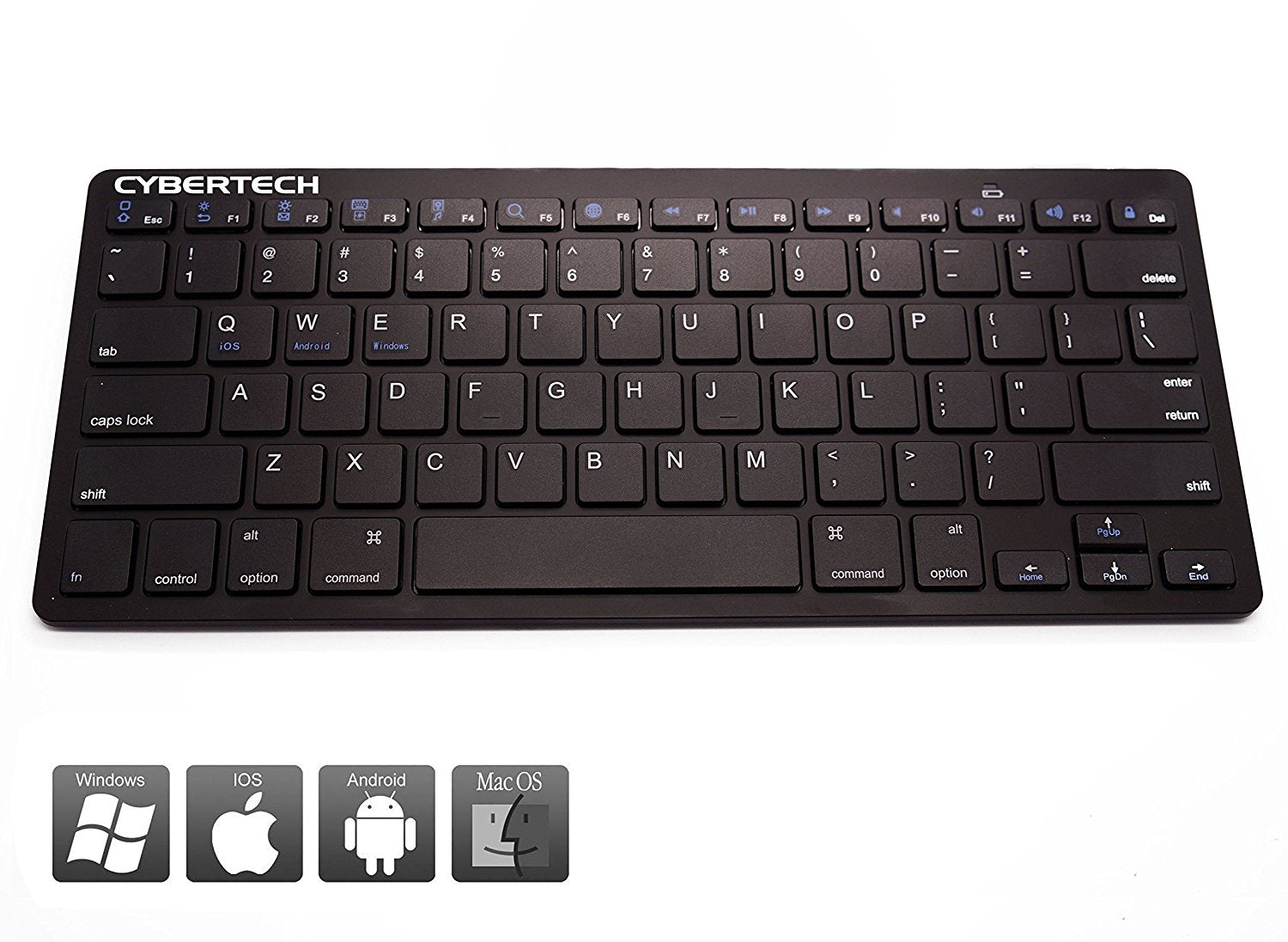 CyberTech Bluetooth Ultra-Thin Keyboard for Mobile Devices, IOS, Andriod, Windows System(Black)
