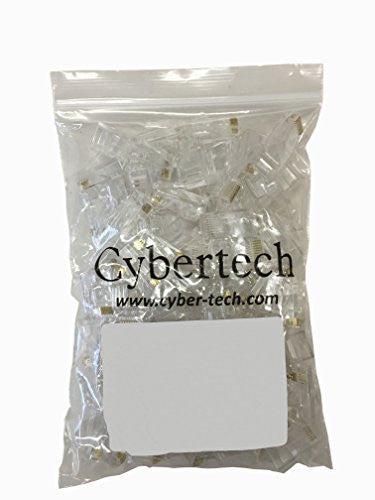Cybertech Cat6, Cat5e RJ-45 8P8C Ethernet Modular Crimp Connectors Plugs Pack of 100