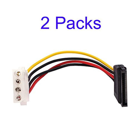 2 Packs (QTY X2) CyberTech 15-Pin Serial ATA SATA Female to Molex (LP4) Female Power Cable (6 Inches)