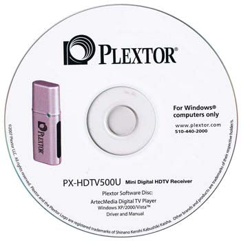 Installation Disc for Plextor PX-HDTV500U Mini Digital HDTV Receiver