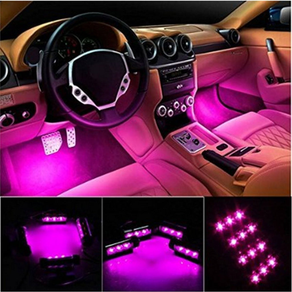Car LED Strip Light, 4pcs 72 LED DC 12V Multicolor Music Car Interior Light LED -Under Dash Lighting Kit with Sound Active Function and Wireless Remote Control