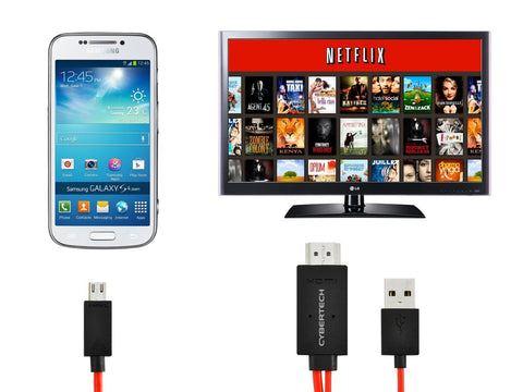 CyberTech 6.5 Feet MHL Micro USB to Hdmi 1080p Hdtv Adapter Cable for Samsung Galaxy S3 S4 S5 Note 2 Note 3 and Samsung Tablet Tab 3, Tab 4, Tab Pro, Note Pro