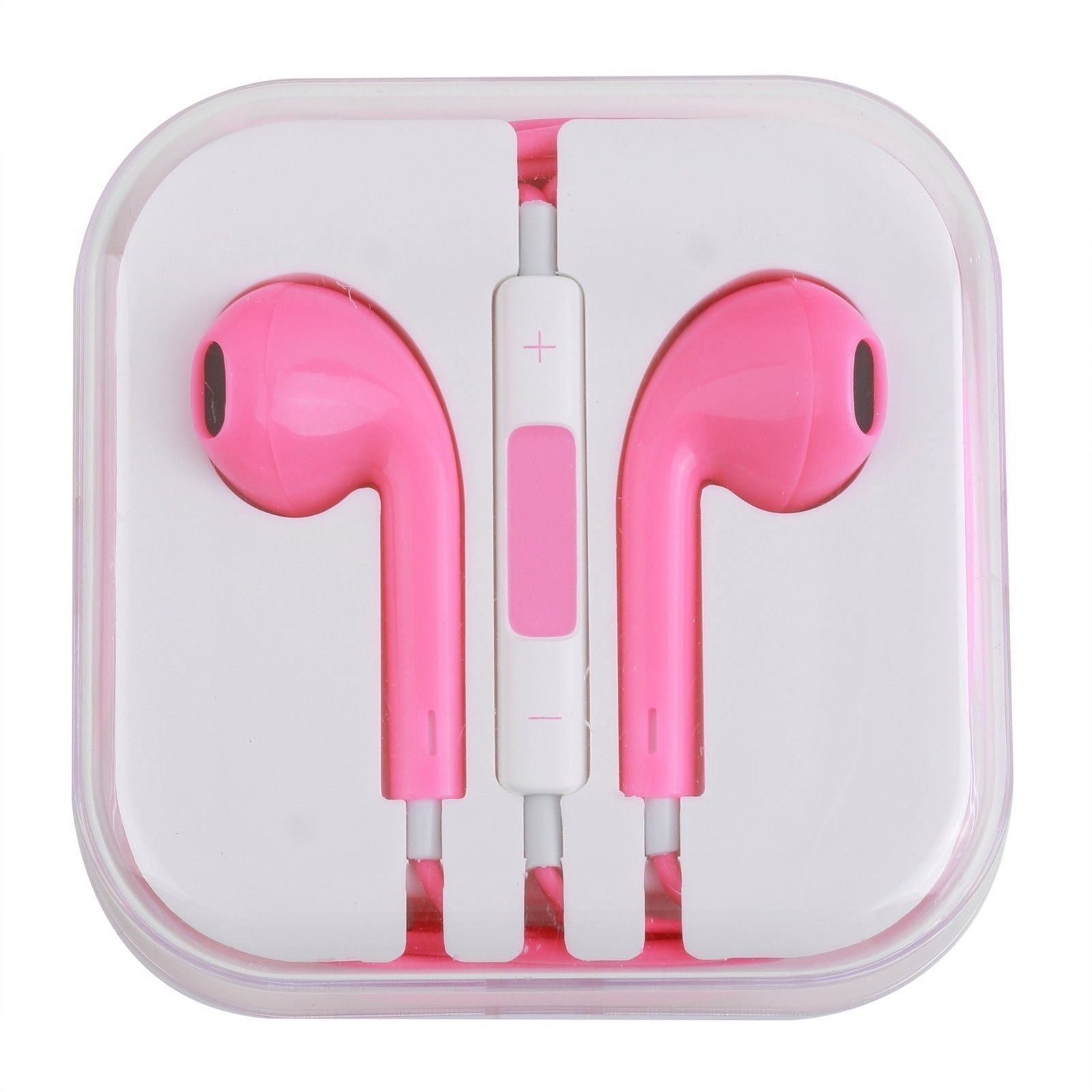 CyberTech Hot Pink Earphones w/ Volume Control + Clear Hard Case