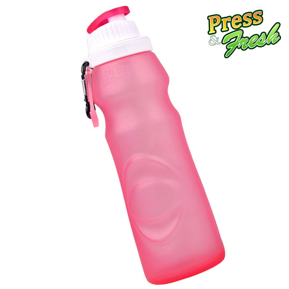 Press n Fresh Silicone Foldable Water Bottle - Perfect for Running, Biking, Jogging, Hiking, Camping, Picnic, Yoga,Travel, and More